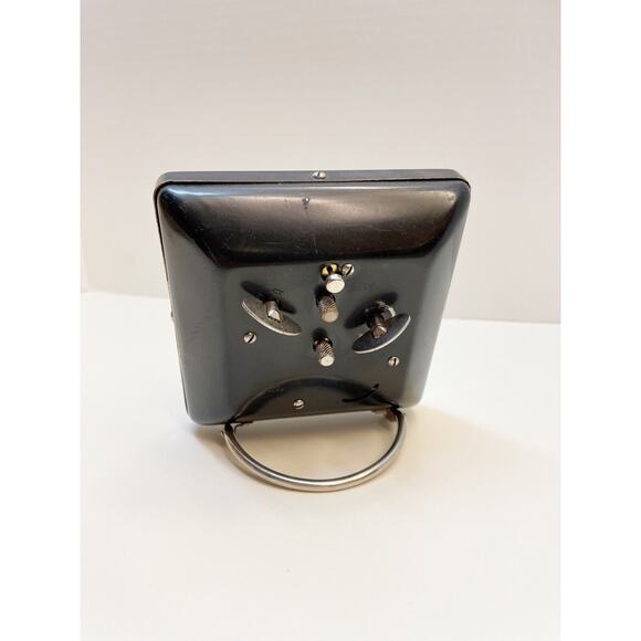 Antique Westclox Spur Model Square Mid Century Clock Chrome Accents Alarm Clock - Picture 4 of 9